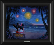 Mickey Mouse Artwork Mickey Mouse Artwork Evening Fireworks on the Beach (Framed)